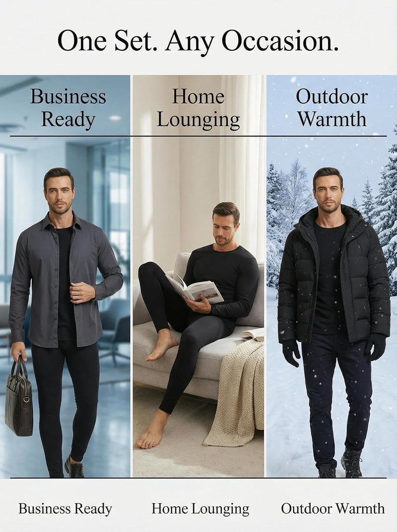 STEC Men Heavyweight Rayon Polyester Thermal Underwear Base Layer Long Johns Blended Fleece Lined Set for Cold Weather - Image 4